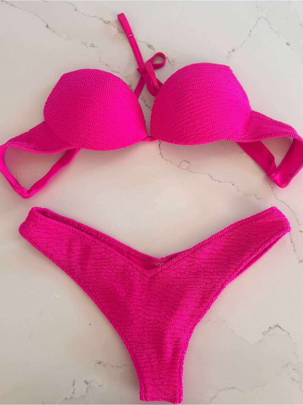 Calzedonia Cobey Hot Pink Textured Bikini Set